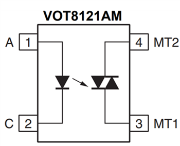Block Diagram - Vishay VOT8024AM and VOT8121Ax PhotoTRIAC Optocouplers